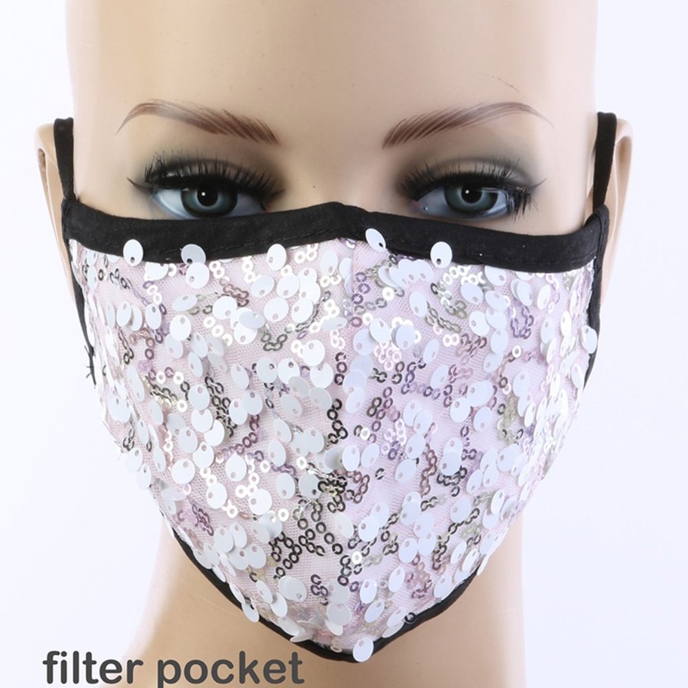 PINK SEQUINS REUSABLE FACE MASK